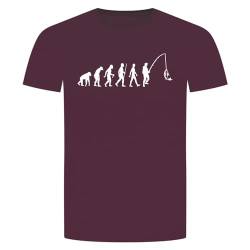 Evolution Angeln T-Shirt - Angler Angel Fischen Fisch Hecht Zander Bordeaux Rot XL von absenda