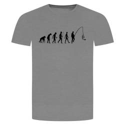 Evolution Angeln T-Shirt - Angler Angel Fischen Fisch Hecht Zander Grau Meliert M von absenda