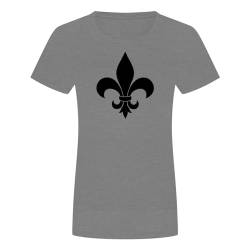 Fleur Dy LYS Damen T-Shirt - Lis Flower Blume Lily Lilie Leben Grau Meliert L von absenda