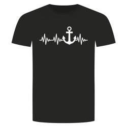 Herzschlag Anker T-Shirt - EKG Boot Schiff Seemann Kapitän Segeln Hafen Schwarz 3XL von absenda