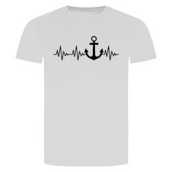 Herzschlag Anker T-Shirt - EKG Boot Schiff Seemann Kapitän Segeln Hafen Weiß M von absenda