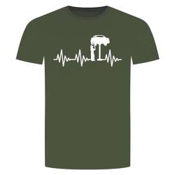 Herzschlag Automechaniker T-Shirt - EKG Schrauber Tuning KFZ Mechaniker Auto Militär Grün L von absenda