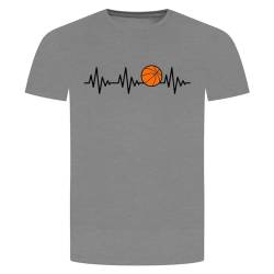 Herzschlag Basketball T-Shirt - EKG Dunking Korbleger Grau Meliert L von absenda