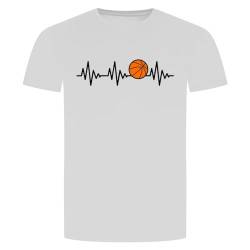 Herzschlag Basketball T-Shirt - EKG Dunking Korbleger Weiss 2XL von absenda