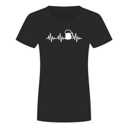 Herzschlag Bier Damen T-Shirt - EKG Pils Alkohol Weizen Maß Trinken Beer Schwarz S von absenda