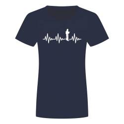 Herzschlag Feuerwehr Damen T-Shirt - EKG Firefighter Feuerwehrmann Brand Navy Blau S von absenda