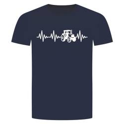 Herzschlag Traktor T-Shirt - EKG Trecker Landwirt Schlepper Mähdrescher Bauer Navy Blau L von absenda