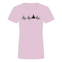 Herzschlag Yoga Damen T-Shirt - EKG Joga Entspannung Indien Meditieren Rosa 2XL von absenda