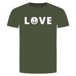 Love Anker T-Shirt - Nordsee Ostsee Meer Ozean Schiff Boot Segeln Moin Surfen Militär Grün L von absenda