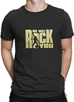Freddie Mercury We Will Rock You Gold Men Printed T-Shirt Black T-Shirts & Hemden(Medium) von absorb