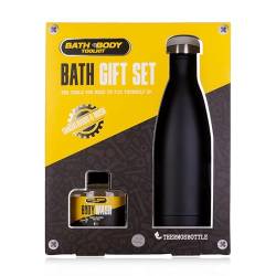 Accentra BATH + BODY TOOLKIT Geschenk- set für Männer mit Thermoflasche aus Edelstahl - Pflegeset für Herren mit 140ml Bade- & Duschgel im coolen Design von accentra