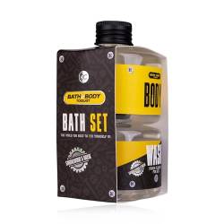 Accentra Badeset BATH + BODY TOOLKIT in Geschenkverpackung, inkl. 2 x 140ml Duschgel, Duft: Sandalwood & Musk - Bade- und Dusch-Gel für Männer von accentra