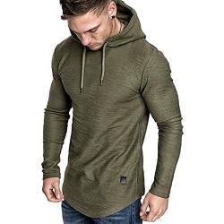 Herren Casual Langarm Hoodies Einfarbig Sweatshirt M-3XL, grün, XXL von acelyn