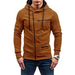 Herren Casual Langarm Hoodies Full Zip Samt Sweatshirt M-3XL, braun, L von acelyn