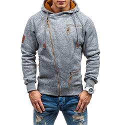 Herren Casual Langarm Hoodies Full Zip Samt Sweatshirt M-3XL, hellgrau, M von acelyn