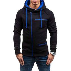 Herren Casual Langarm Hoodies Full Zip Samt Sweatshirt M-3XL, schwarzblau, XL von acelyn