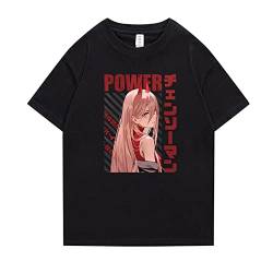 Unisex Chainsaw Man Power T-Shirt Lässige Streetwear Kurzarm Harajuku Loose T-Shirt Anime Power Cosplay Tops von acsefire