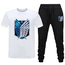 acsefire Anime Attack on Titan Sportswear Anzug Eren Jager Print Casual T-Shirt + Jogginghose Set 2 Stück für Männer Jungen von acsefire