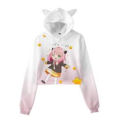 acsefire Damen Mädchen Anime Cosplay Sweatshirt Spy x Family 3D Langarm Kapuzenpullover Anya Forger Katzenohr Pullover für Yor Forger Fans von acsefire