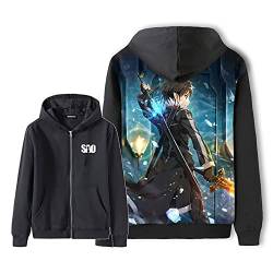 acsefire Sword Art Online Zip Cardigan Pullover Bedruckter Langarm Hoodie Anime Kirigaya Kazuto Cosplay Kostüme Herren und Damen Alltag Lässig Lose Mode Mantel von acsefire