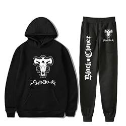 acsefire Unisex Anime Black Clover Hoodie Hose Trainingsanzug Asta Langarm Sweatshirt Elastic Waist Jogginghose 2 Stück/Set von acsefire