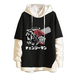 acsefire Unisex Anime Sweatshirt Chainsaw Man Gedruckte Langarm Kapuzenpullover Lustige Pochita Fake Zwei Pullover Denji Power Hoodie von acsefire