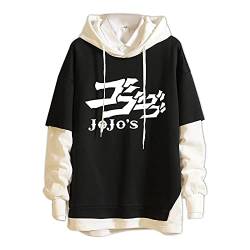 acsefire Unisex Anime Sweatshirt JoJo's Bizarre Adventure Gedruckte Langarm Kapuzenpullover Lustige Kujo Jotaro Fake Zwei Pullover JoJo Hoodie von acsefire