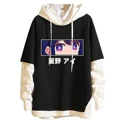 acsefire Unisex Anime Sweatshirt Oshi no Ko Gedruckte Langarm Kapuzenpullover Lustige Hoshino Ai Fake Zwei Pullover Hoshino Aquamarine Hoodie von acsefire