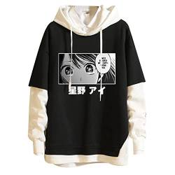 acsefire Unisex Anime Sweatshirt Oshi no Ko Gedruckte Langarm Kapuzenpullover Lustige Hoshino Ai Fake Zwei Pullover Hoshino Aquamarine Hoodie von acsefire