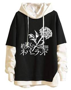 acsefire Unisex Anime Sweatshirt The Promised Neverland Gedruckte Langarm Kapuzenpullover Lustige Emma Fake Zwei Pullover Norman Ray Hoodie von acsefire