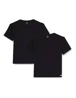 Adidas Herren kurzarm Unterhemd (2er Pack) V- Ausschnitt T- Shirt (Gr. S - 3XL) , Schwarz, L von adidas