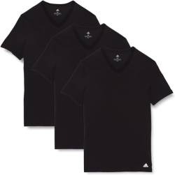 Adidas Herren kurzarm Unterhemd (3er Pack) V- Ausschnitt T- Shirt (Gr. S - 3XL) , Schwarz, M von adidas