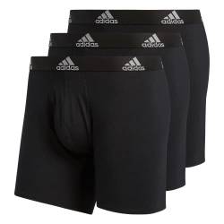 Adidas Men's Stretch Cotton Boxer Brief Underwear (3-Pack) Boxed, Black/Light Onix Grey, XX-Large von adidas