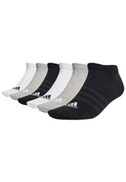 adidas 6 Paar Sportswear Low Cut Sneaker Socken Unisex Kurzsocke, Farbe:White/Grey Heather/Black, Socken & Strümpfe:43-45 von adidas