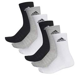 adidas CUSHIONED CREW Tennissocken Sportsocken Damen Herren Unisex 6 Paar, Farbe:032 - grey melange, Socken & Strümpfe:43-45 von adidas