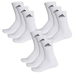 adidas CUSHIONED CREW Tennissocken Sportsocken Damen Herren Unisex 9 Paar, Farbe:White, Socken & Strümpfe:43-45 von adidas