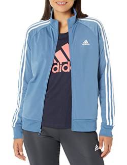 adidas Damen Essentials Warm-up Slim 3-Streifen Trainingsjacke, Blau-Weiß (Primegreen), Small von adidas