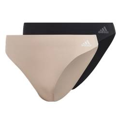 adidas Damen Micro Flex Tanga Panty Unterwäsche Tangahöschen, Black Forge Peitsche aus Eisen/Pfirsich weiß, L (2er Pack) von adidas