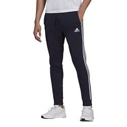 adidas Essentials Herrenhose aus Fleece, mit konischem Bündchen und 3-Streifen, Legend Ink/Weiß, Groß von adidas