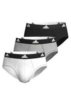 adidas Herren Basic Brief Slips Unterhose Pant Unterwäsche 3er Pack, Farbe:Black/White/Grey, Bekleidungsgröße:L von adidas