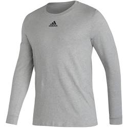 adidas Herren LS Pregame Bos Tee Medium Grey Heather MD, Medium Grey Heather-Black, M von adidas