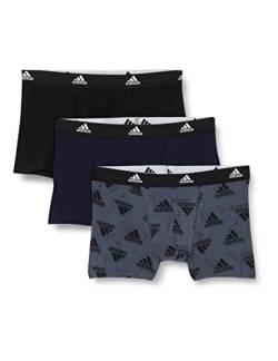 adidas Herren Multipack (3pk) und Active Flex Cotton Trunk (6 Pack) Boxershorts, Black/Night/Blu Brandprint, S von adidas