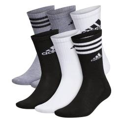 adidas Herren-Socken, gepolstert, verschiedene Grafiken, 6 Paar, Weiß/Schwarz/Heather Grey, Large von adidas