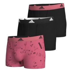 adidas Herren Trunk Boxer Boxershorts Unterhose Active Flex Cotton 3er Pack, Farbe:Mehrfarbig, Größe:XL, Artikel:-955 Black/Print pink von adidas