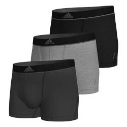 adidas Herren Trunk Boxer Unterhose Shorts Active Micro Flex Eco 3er Pack, Farbe:Mehrfarbig, Größe:S, Artikel:-907 Black/Heather/Carbon von adidas