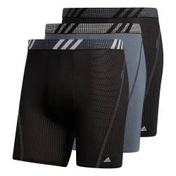 adidas Men's Sport Performance Mesh Boxer Brief Underwear (3-Pack), Black/Onix Grey/Black, Medium von adidas