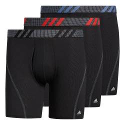 adidas Men's Sport Performance Mesh Boxer Brief Underwear (3-Pack), Black/Vivid Red/Crew Blue, Large von adidas