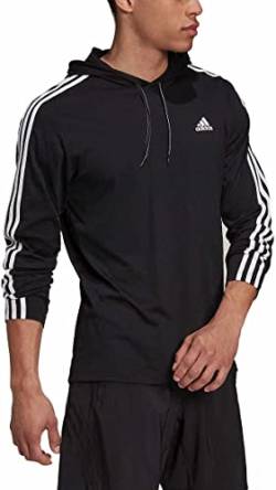 adidas Mens Lightweight Pullover Hoodie T-Shirt (Medium, Black/White) von adidas