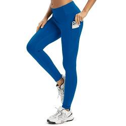 adorence Leggings Damen, Sport Leggings Damen mit Tasche, Sporthose Lang,Yogahose High Waist, Sport Leggins Blickdicht Blau-M von adorence