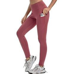 adorence Leggings Damen, Sport Leggings Damen mit Tasche, Sporthose Lang,Yogahose High Waist, Sport Leggins Blickdicht Erdrot-3XL von adorence